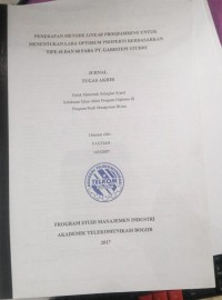 Image of PENERAPAN METODE LINEAR PROGRAMMING UNTUK MENENTUKAN LABA OPTIMUM PRPPERTI BERDASARKAN TIPE 45 DAN 60 PADA PT. GARISTEPI STUDIO