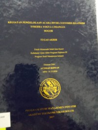 Image of TUGAS AKHIR : KEGIATAN PENGELOLAAN ACARA DIVISI CUSTOMER RELATIONS TOSERBA YOGYGA CIMANGGU BOGOR