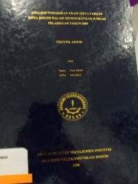 Image of TUGAS AKHIR : ANALISIS PEMASARAN PDAM TIRTA PAKUAN KOTA BOGOR DALAM MENINGKATKAN JUMLAH PELANGGAN