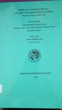 Image of TUGAS AKHIR : PENERAPAN AUGMENTED REALITY PADA MENU RESTORAN BERBASIS ANDROIS MENGGNAKAN UNITY 3D