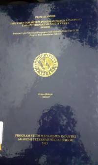 Image of IMPLEMENTASI SISTEM INFORMASI KERJASAMA (MoU) PADA PT THRIDHARMA MULTI KARYA BOGOR