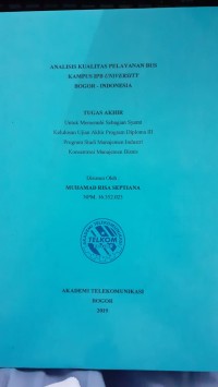 Image of ANALISIS KUALITAS PELAYANAN BUS KAMPUS IPB UNIVERSITY BOGOR - INDONESIA