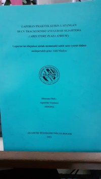 Image of LAPORAN PRAKTEK KERJA LAPANGAN DI CV TRACKERINDO ANUGERAH SEJAHTERA (AREI STORE PLAZA ATRIUM)